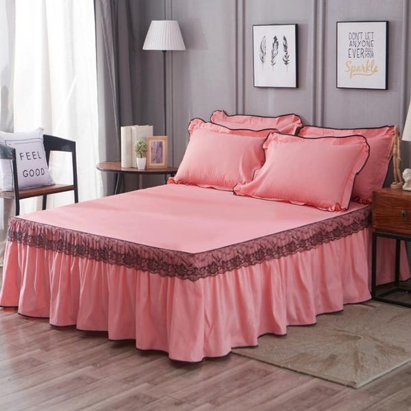 

3pcs new pure lace bed skirt single skin grinding protective cover bedding