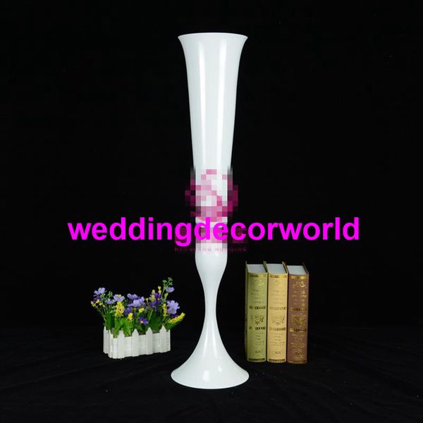 NEw estilo branco trompete forma gigante branco vaso de pé antigo vasos de fibra mental atacado para decoração do evento
