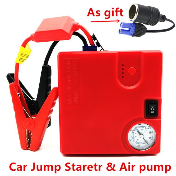 

high power 16800mah starting device 12v portable car jumper starter + air compressor power bank car charger for battery led