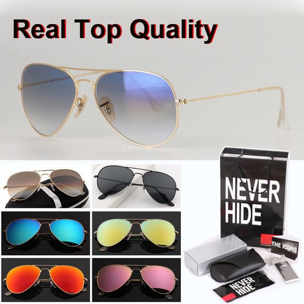 

brand design 58/62mm pilot sunglasses men women driving glasses metal frame glass lens with original box, packages, accessories, everything, White;black