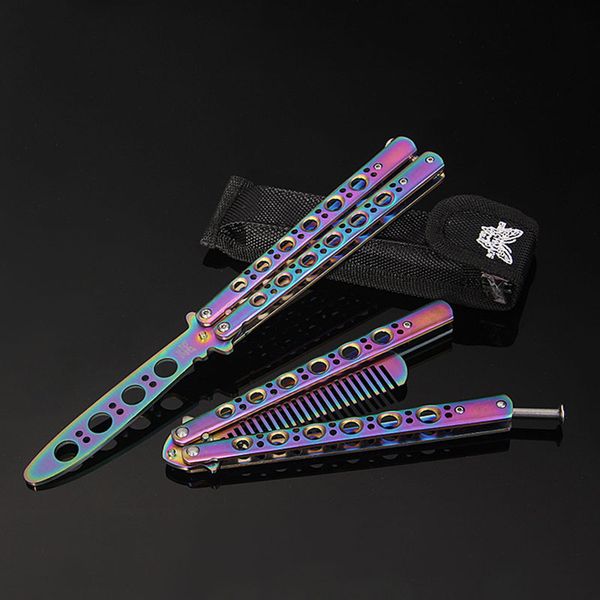 

butterfly comb butterfly knife stainless steel training folding comb professional stainless steel screw fixing play flexible, Silver