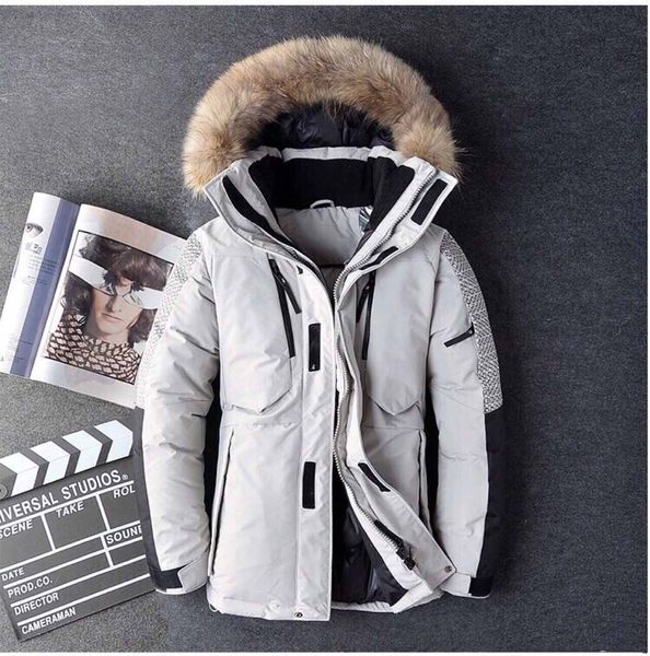 

new winter mens casual jacket fashion brand face north long splice hooded down jacket outdoor mountaineering windproof warm windbreaker, Black