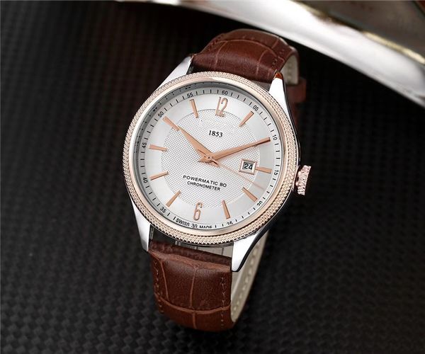 

luxury watch classic temperament style simple calendar dial design leather strap master men's quartz watch couple gift, Slivery;brown