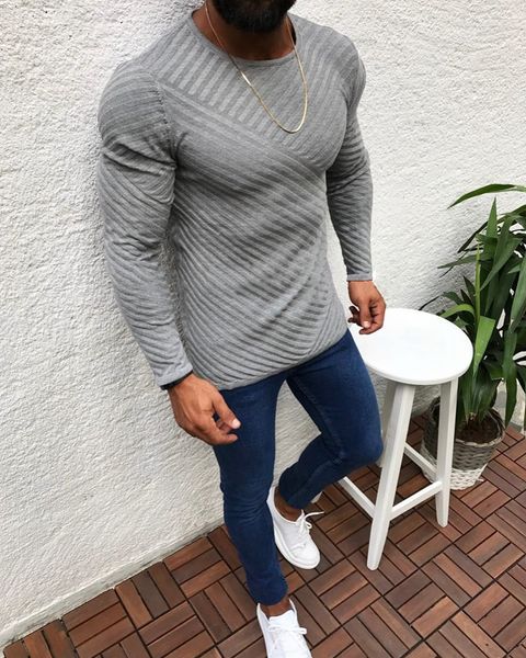

litthing 2019 new acrylic sweater men long sleeve pullovers outwear man o-neck sweaters slim fit solid knitting clothing, White;black