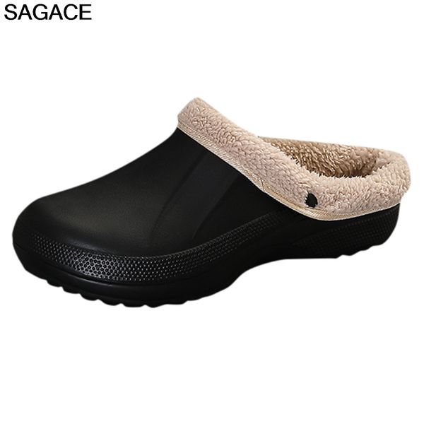 

sagace couples shoes men slippers home slippers warm lined home waterproof indoor&outdoor garden shoe zapatos de hombre, Black