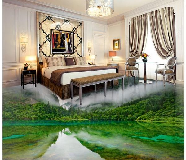 

custom any size landscape scenery 3d floor waterproof wallpaper for bathroom wall