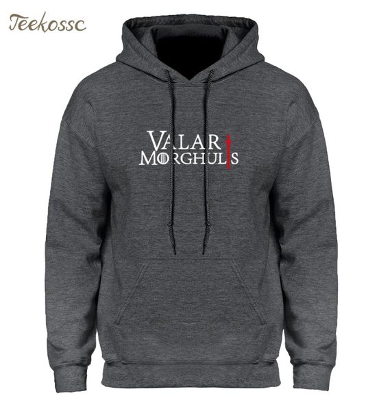 

valar morghulis hoodie hoodies sweatshirt men 2018 new fashion winter autumn hooded hoody hip hop brand clothing, Black