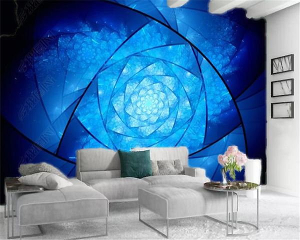 

3d современные обои синий вращающийся цветы на заказ романтичных и красивых атмосферный интерьера обои