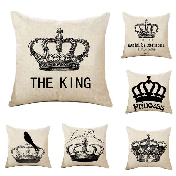 Throw Pillow Case Cushion Cool Beautiful Crown Cotton Linen