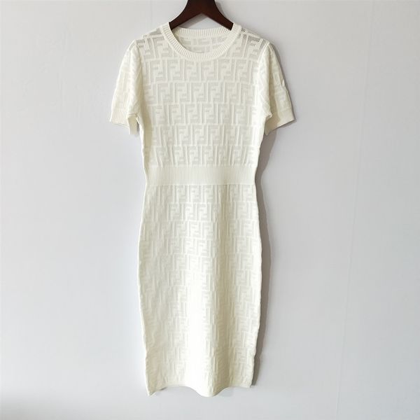

Women high quality knitted dress A-line skirt classic womens dresses luxury FF dress European and American style round neck dress selling