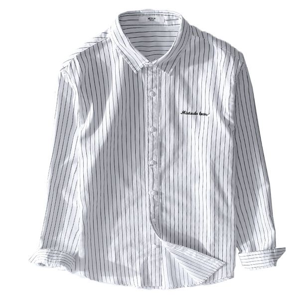 

2020 new design striped cotton white shirts men brand casual shirt for men fashion long-sleeved shirts male comfortable shirt, White;black
