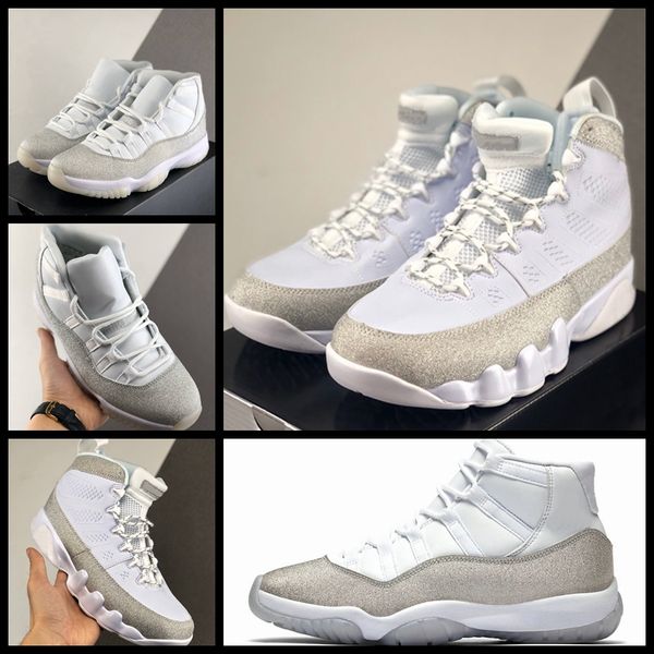 

с коробкой новый 11 11s мужские ботинки баскетбола детей высокого wmns metallic silver спорт кроссовки 9 9s корзинки jumpman тренеры де chau
