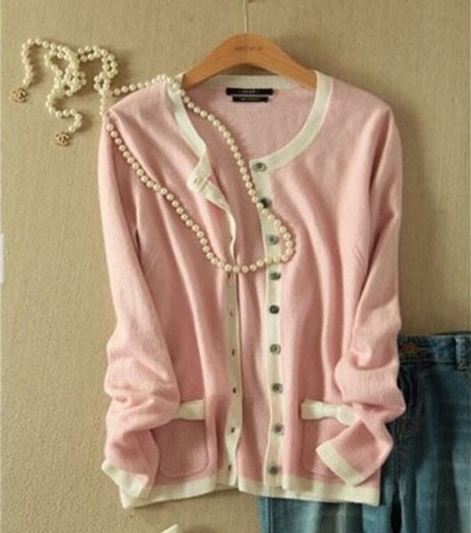 

new knitted sweater winter cashmere sweater bow women pure cashmere cardigan coat s118, White;black