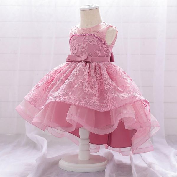 

new o-neck princess dress full year dress flower children's piano costume pgraphy embroidery for girl, Red;yellow