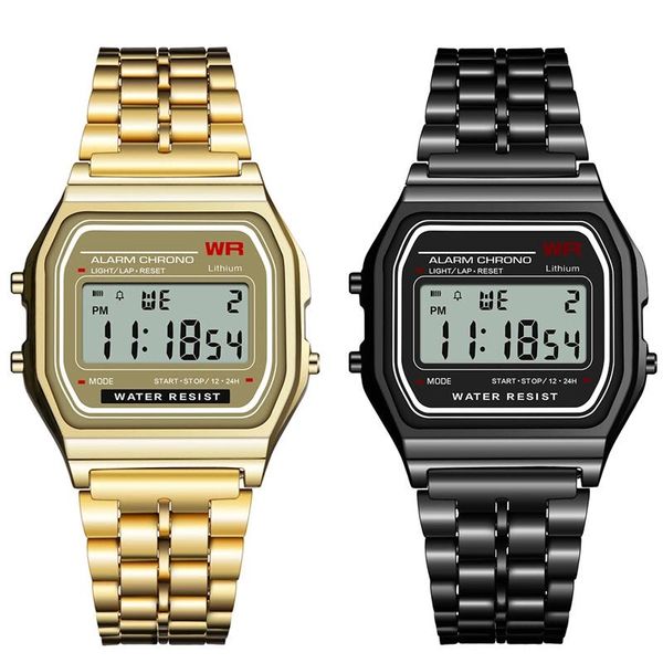 

2019 fashion watch men casual watch led digital men stainless steel quartz sport waterproof wrist masculino, Slivery;brown