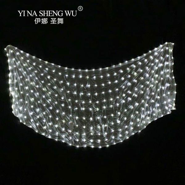 

belly dance led veil 100% silk 4 colors belly dance stage performance props accessories led silk veils 5 sizes 1pc, Black;red