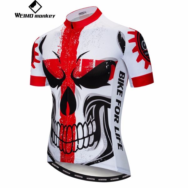 

2018 cycling jersey men's bike jerseys mountain mtb shirts short sleeve team summer wear skull road clothes, Black