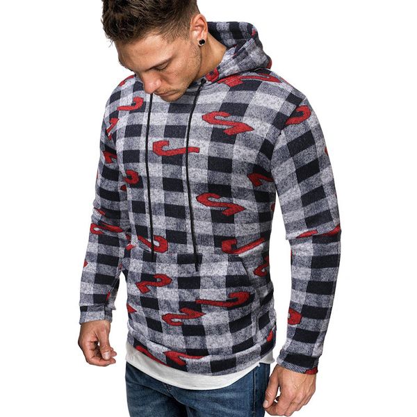 

designer plaid pattern mens hoodies hiphop street styles casual clothes spring autumn long sleeve homme hoodies, Black