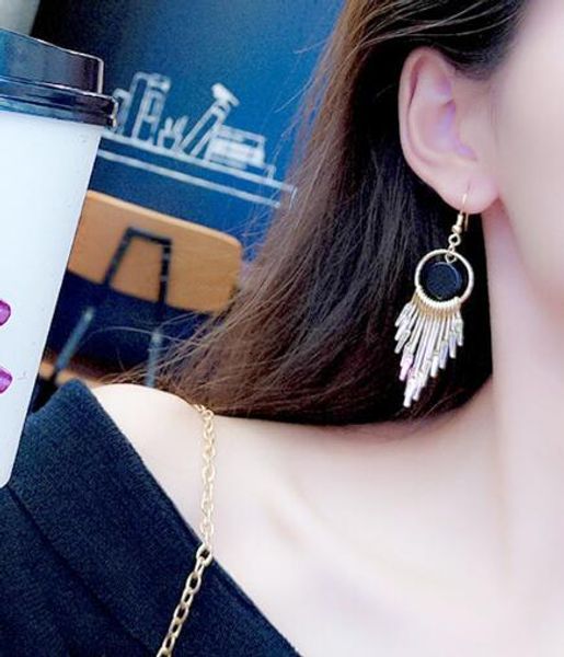 

new european and american vogue is long paragraph hyperbole pendant tassel earring vogue is classical and delicate and elegant, Silver