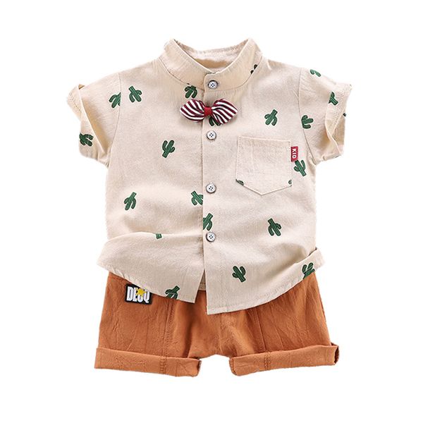 

kid мальчики с коротким рукавом комплекты лето cartoon cactus печать топы блуза футболка + шорты повседневный нарядах наборы, White