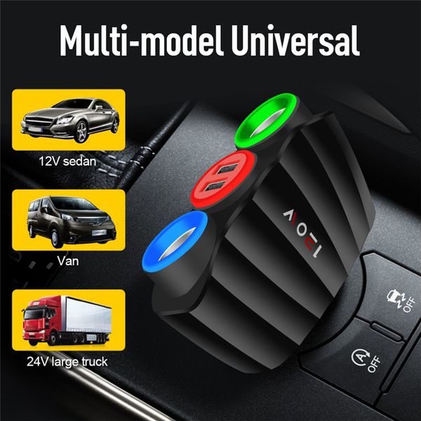 

3 in 1 car wireless charger cigarette lighter usb adapter plug car accessories interior multi-function decoration dropshipping