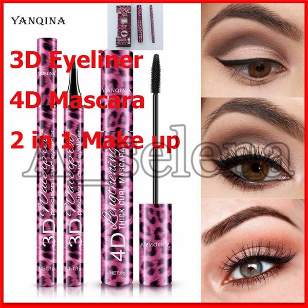 

4d eye makeup set 2 in 1 mascara eyeliner 4d thick curl 36h liquid eyeliner long-lasting waterproof type lengthening cruling christmas gift