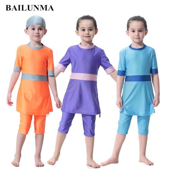 

мусульманский купальник 3шт девушки сплит юбка купальники детская исламская одежда для плавания шорты водолазные костюмы арабские мусульмане