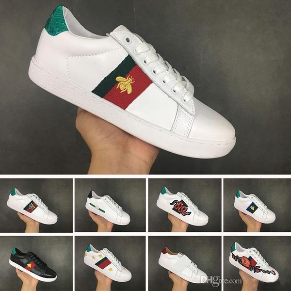 

2019 new luxury casual shoes for men low genuine leather black white sneakers italy ace bee stripes shoe trainers designer trainers