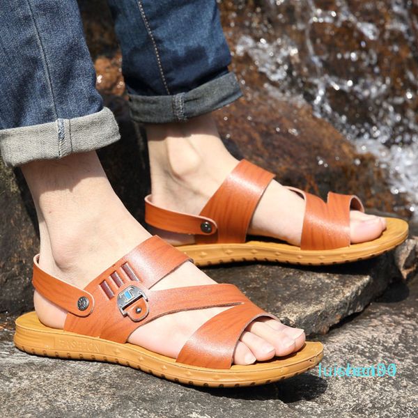 

outdoor sandals men fashion mixed color sandals man summer soft men sandal comfortable breathable man male non slip l30, Black