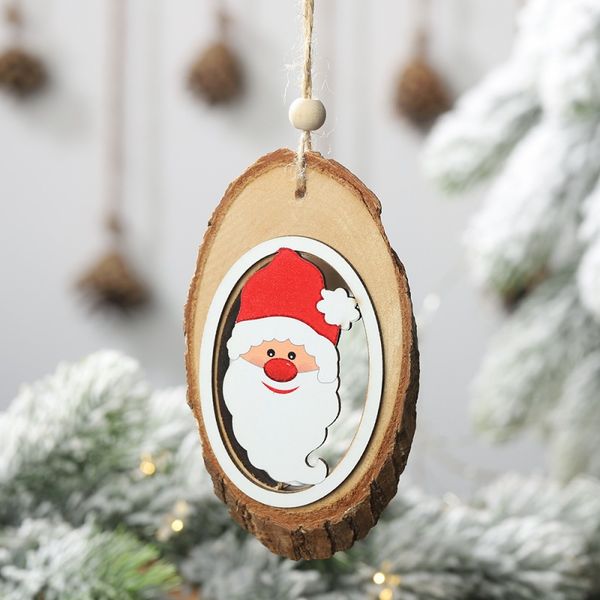 

cutout pendants oval-shaped natural wood christmas tree hanging ornaments for holiday party decorations