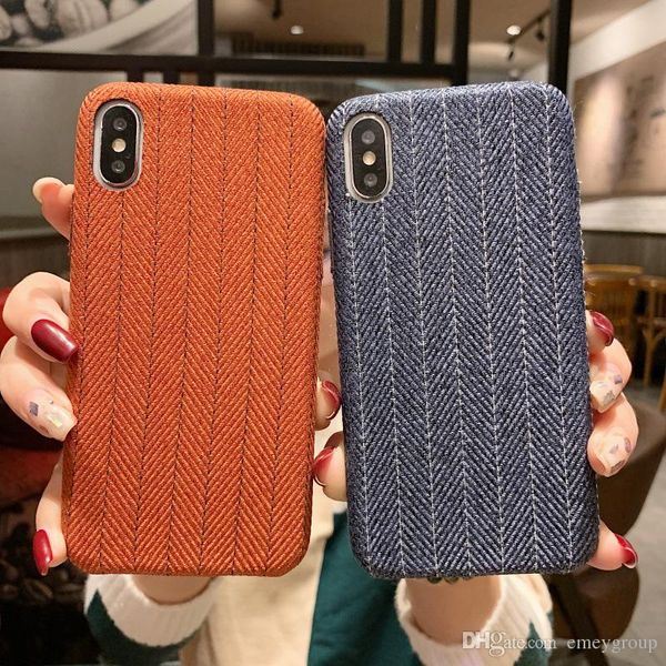 

good quality fashion retro line cloth fabric phone cover for iphone 11 pro x xr xs max 6 6s 7 8 plus half pack business back cover coque