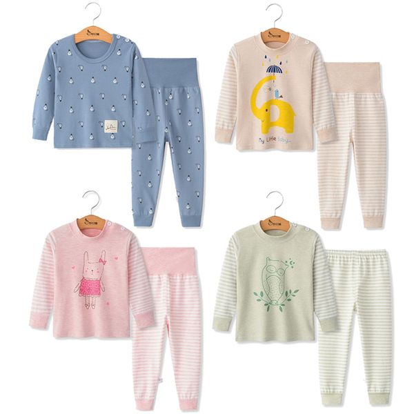 

2020 spring children pajamas boys cotton nightwear baby girl clothes suit cartoon pyjamas kids pijama infantil pant 2pcs, Blue;red