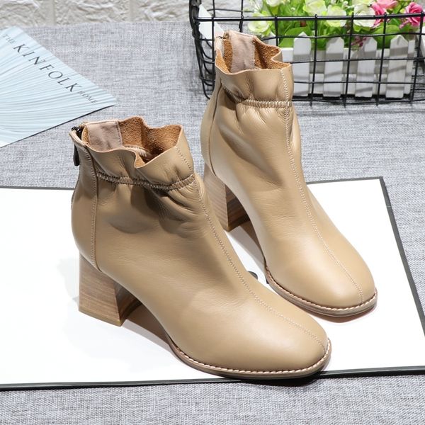 

scupperdonna miss double zipper women's boots feet toes square boots women's soft leather high heels, Black