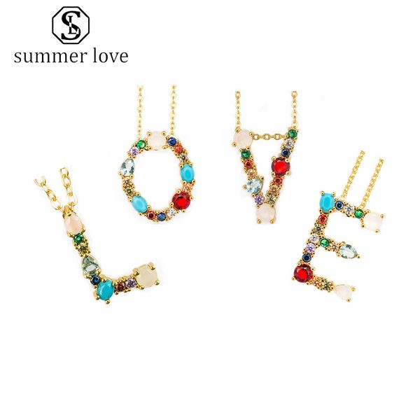 

new arrival colorful 26 initial letter pendant necklace for women lover multicolored rhinestone-plated gold necklace party jewelry gift-y, Silver