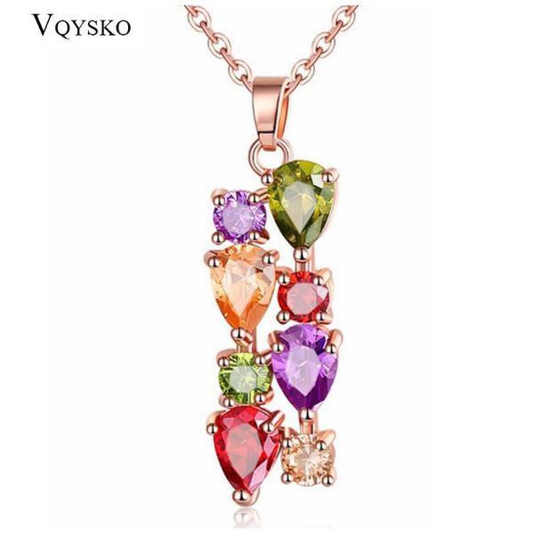 

7 colors class lady fashion water drop pendant necklace crystal zircon jewelry new women jewelry, Silver