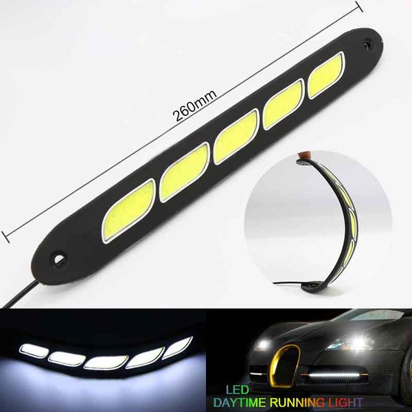 

260mm car flexible led drl daytime running light 5 cob led strip lamp turning signal light universal