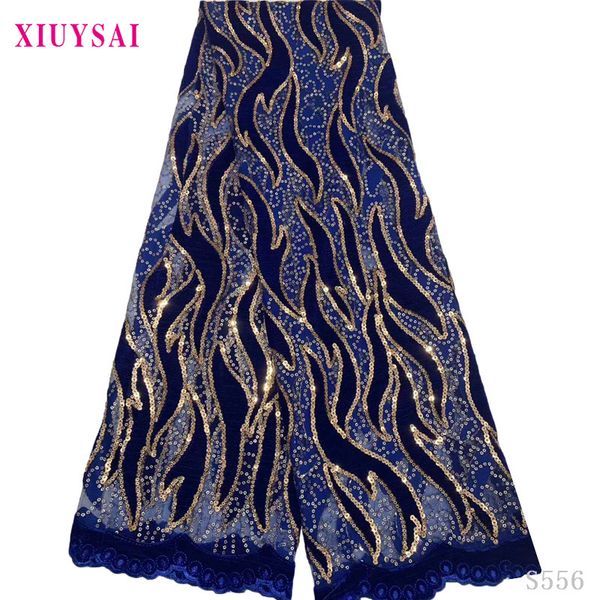 

xiuysai african lace fabric wedding velvet lace fabric with sequins embroidery trim for african material s556, Pink;blue
