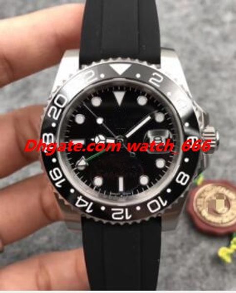 

new version fashion men wristwatch 40mm 116710 black rubber strap black dial automatic luxury watch ing, Slivery;brown