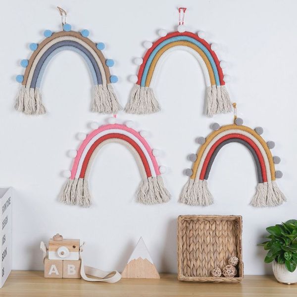 

baby p props nordic home weaving color pendant rainbow hand-woven hanging r9ud