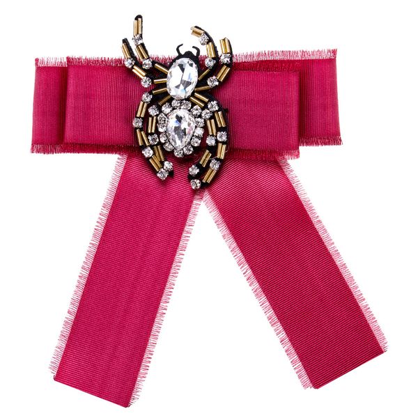 

fashion spider insect crystal fabric bowties tie bow brooch lapel pin jewelry pins and brooches shirt collar accessories women, Gray