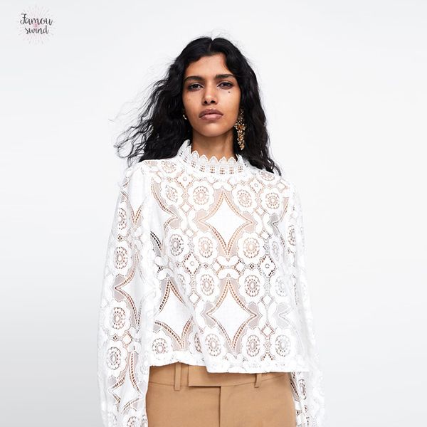 

2019 new blouses fashion summer petal sleeve laced sweet o neck white lace blouses lace ladies casual shirts