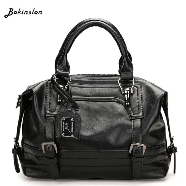 

bokinslon large capacity wild shoulder messenger bag fashion womens simple oil wax leather handbag female