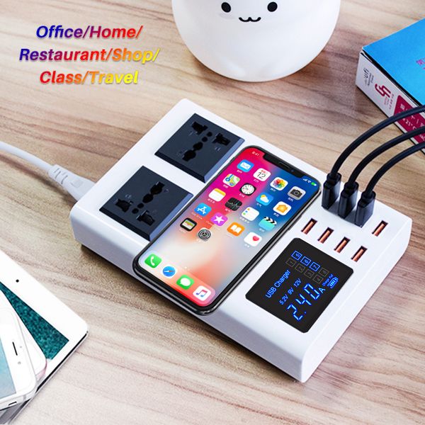 

cargador rÃ¡pido inalÃ¡mbrico qi de 8 puertos con pantalla led de carga rÃ¡pida para telÃ©fono mÃ³vil cargador usb de pared para iphone 6 7 8