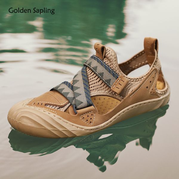 

golden sapling summer sneakers men breathable hollow design outdoor shoes light weight mountain trekking men's sneaker for hking