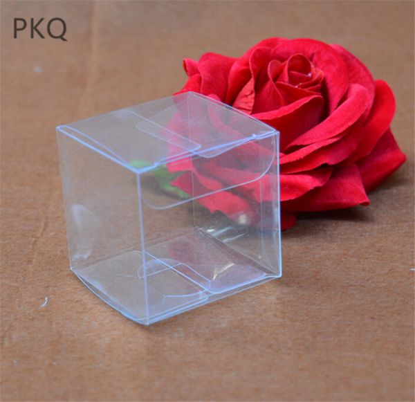 

100pcs transparent clear gift candy mini box square pvc chocolate boxes christmas gift box wedding favor party event decoration