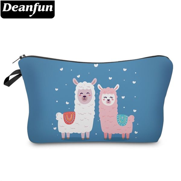 

deanfun waterproof white llama blue cosmetic bag heart pink alpaca makeup bag necessaire love gift dropshipping 51375