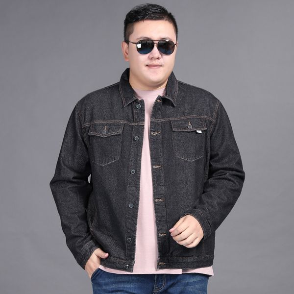 

new big plus size 8xl 7xl 6xl classic denim jacket men brand clothing cotton casual men jean jacket dark blue solid coat male, Black;brown