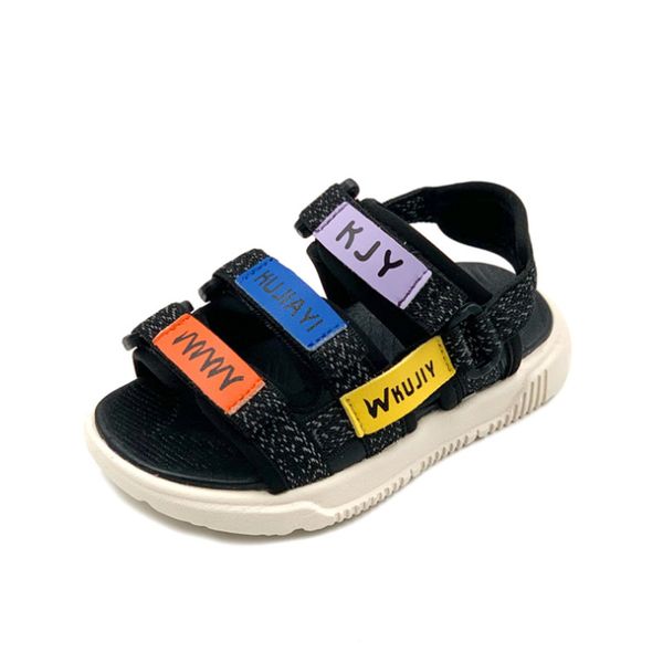 

2020 summer kids sandals letter casual toddler sandals non-slip comfortable girls boys beach size 21-30, Black;red