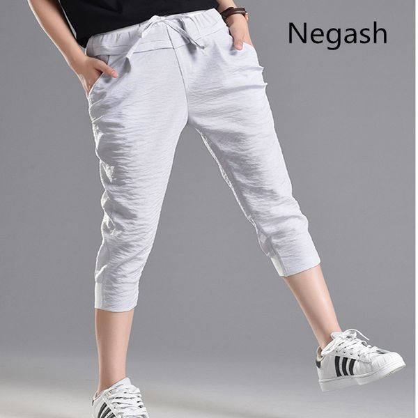 

woman casual pants spring summer fashion women loose calf-length pants female linen and cotton casual women harem, Black;white