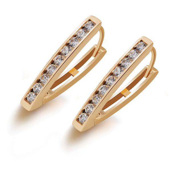 

mxgxfam triangle hoop earrings 18 k yellow gold color for women 2018 new + cubic zircon, Golden;silver